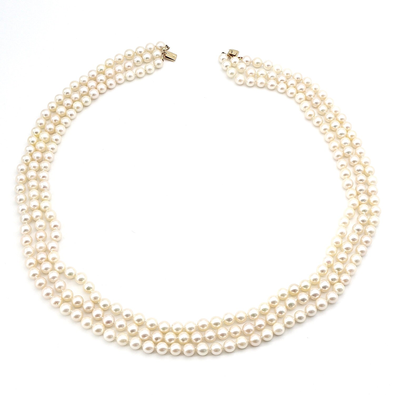 Großes Zuchtperlencollier mit einem Goldschloss, Frankreich um 1800 mit Diamanten, liegend Draufsicht 2