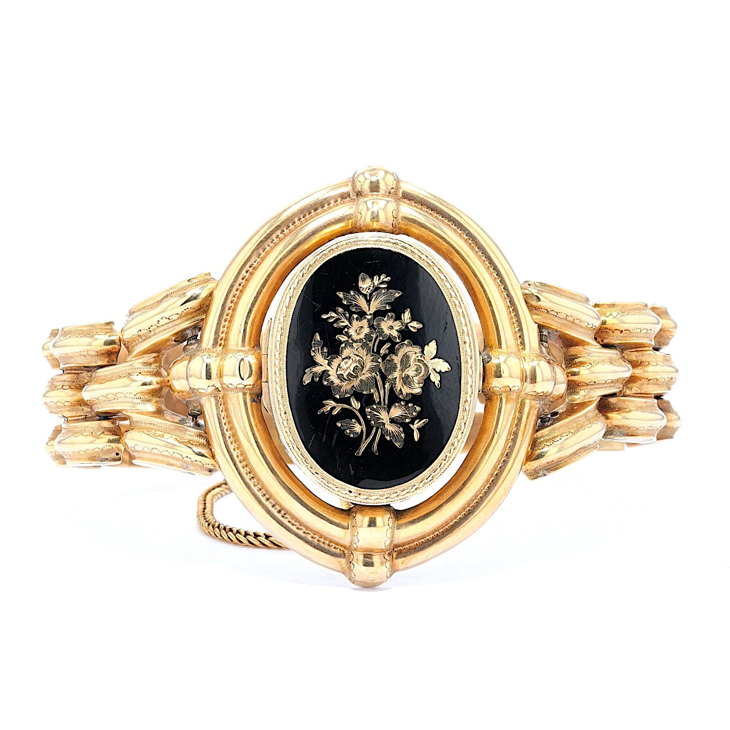 Biedermeier Armband aus Schaumgold, emailliert, liegend frontal