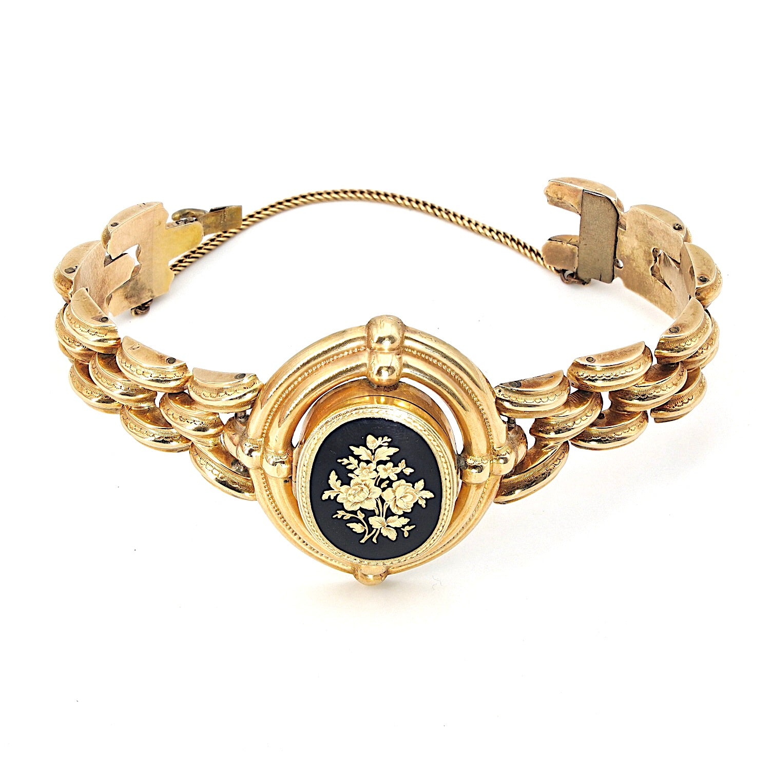 Biedermeier Armband aus Schaumgold, emailliert, liegend Draufsicht