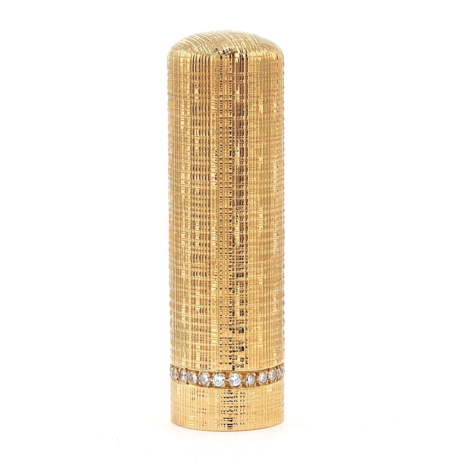 Van Cleef & Arpels Lippenstifthalter in 750er Gelbgold mit Brillanten, stehend frontal