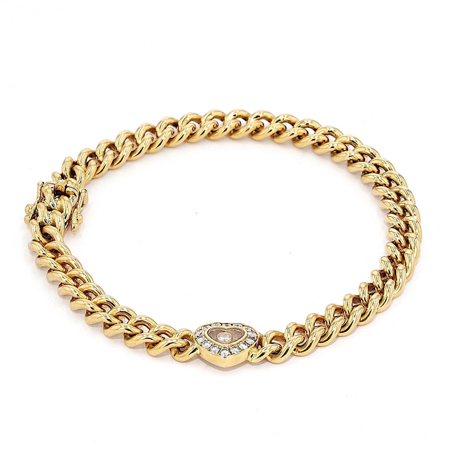 Chopard Happy Diamond Heart Panzerarmband in 750er Gelbgold, liegend Draufsicht 2
