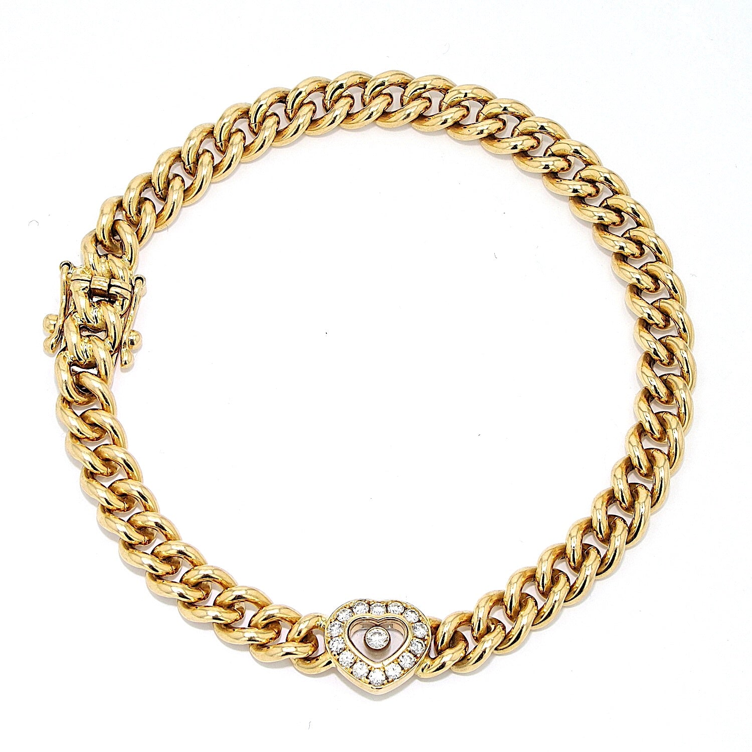 Chopard Happy Diamond Heart Panzerarmband in 750er Gelbgold, liegend Draufsicht 1