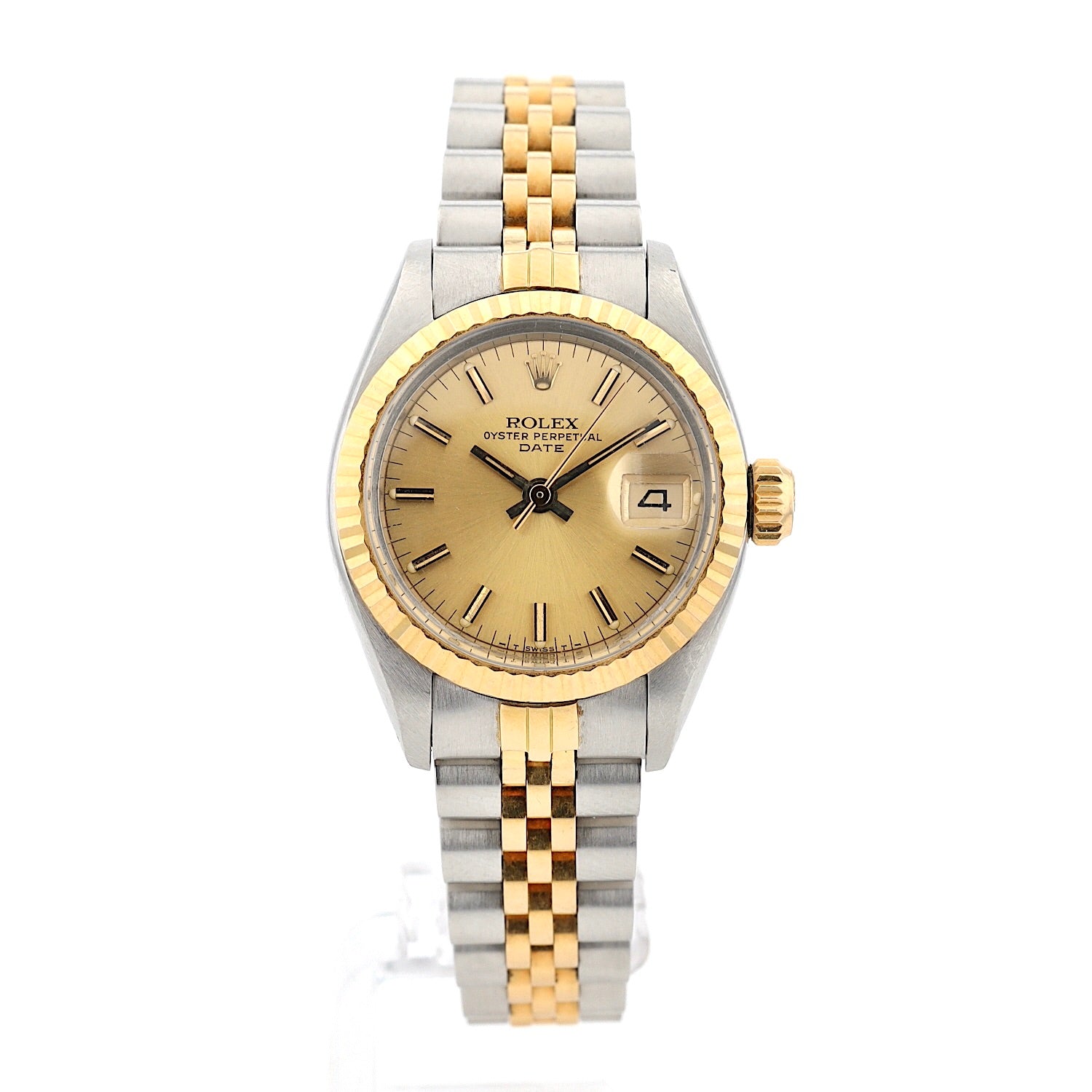 Vintage Rolex Lady-Date 69173 in Stahl / Gold, stehend frontal