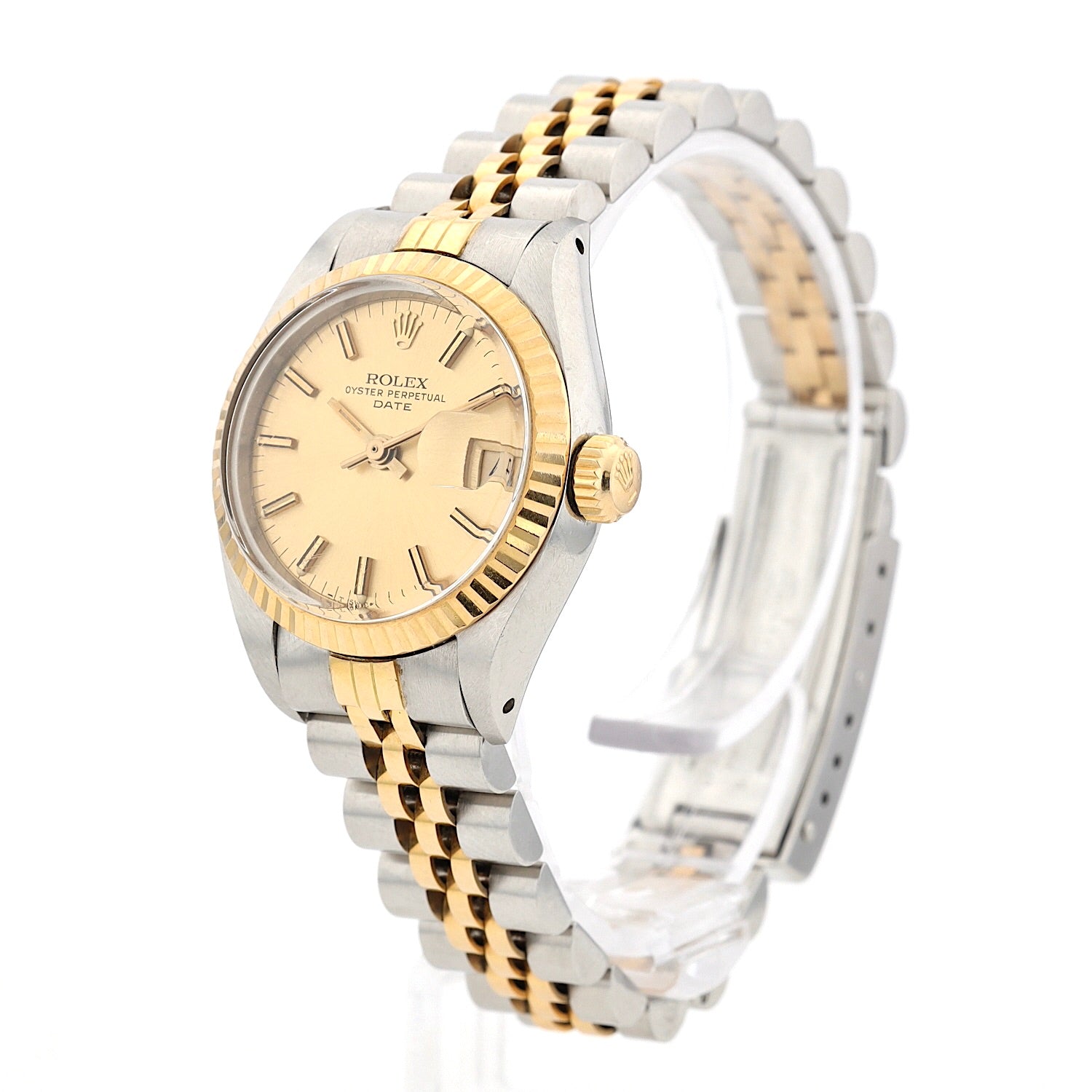 Vintage Rolex Lady-Date 69173 in Stahl / Gold, stehend inks gedreht