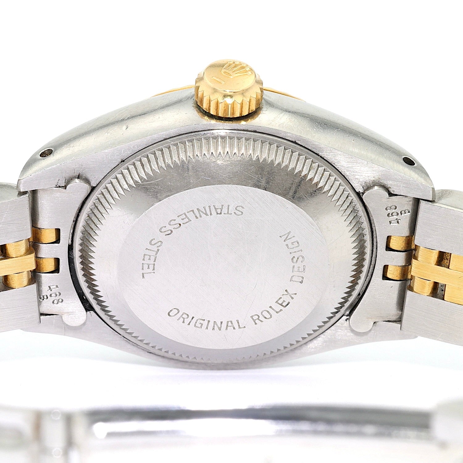 Vintage Rolex Lady-Date 69173 in Stahl / Gold, Gehäusedeckel Rückseite