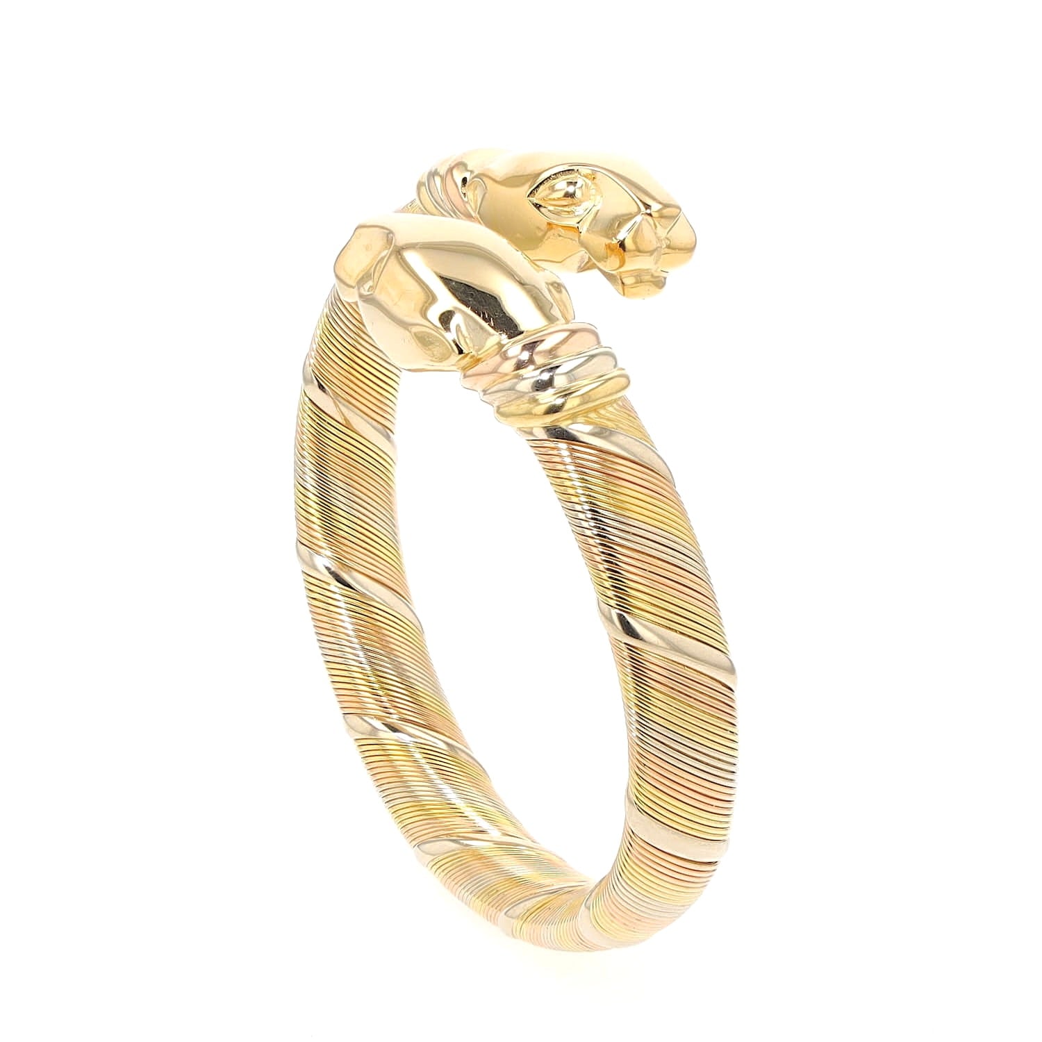 Vintage Armreif von Cartier ,Cougar Panthère in 750er Tricolor Gold, stehend inks gedreht