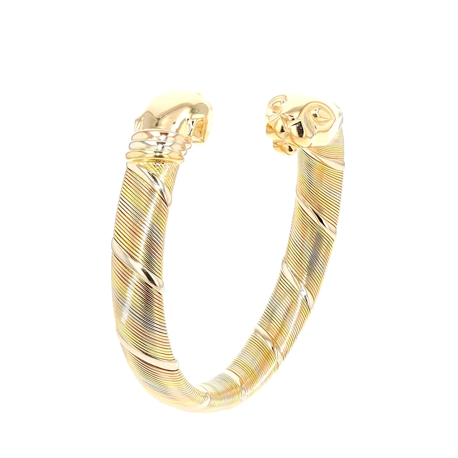 Vintage Armreif von Cartier ,Cougar Panthère in 750er Tricolor Gold, stehend rechts gedreht