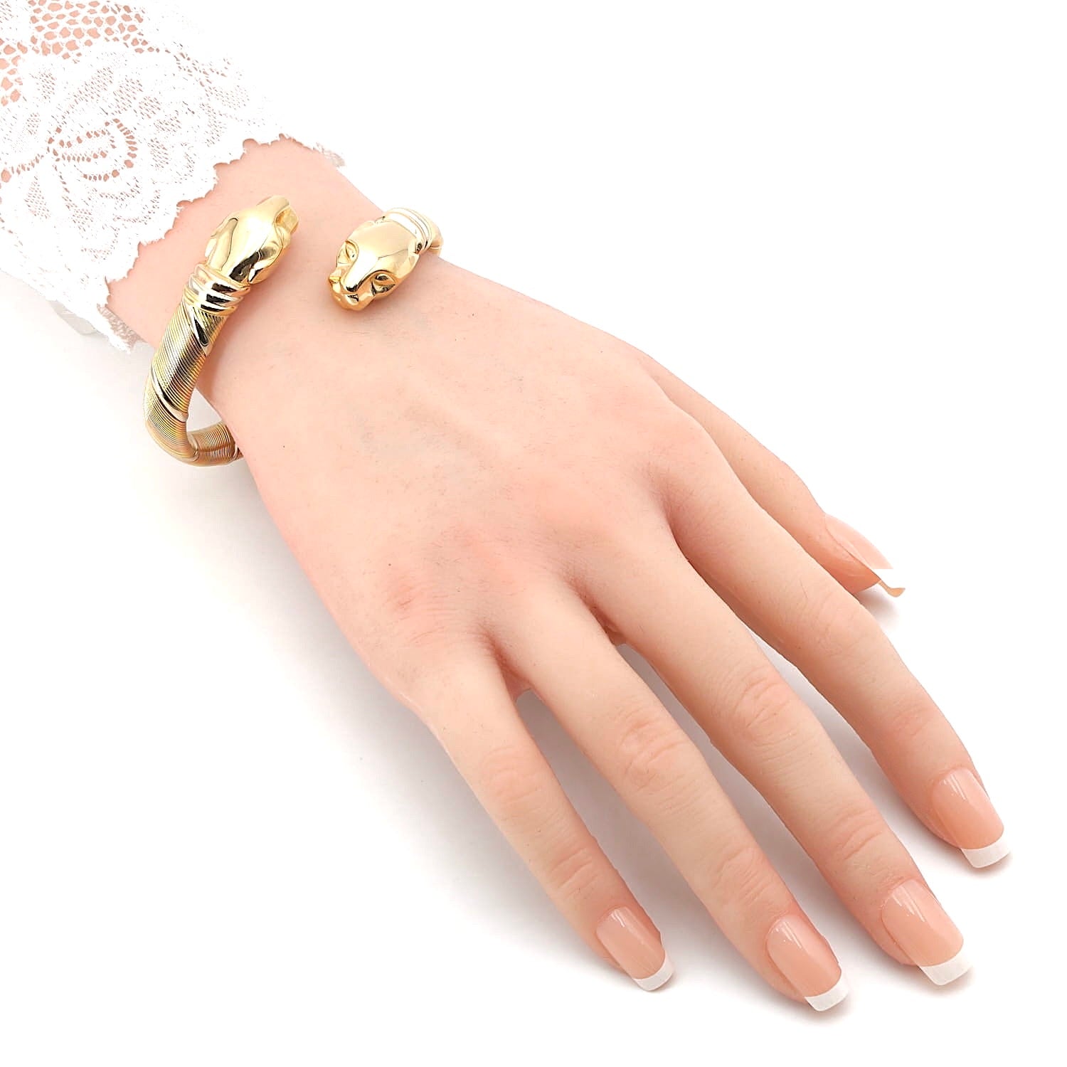 Vintage Armreif von Cartier ,Cougar Panthère in 750er Tricolor Gold, am Arm