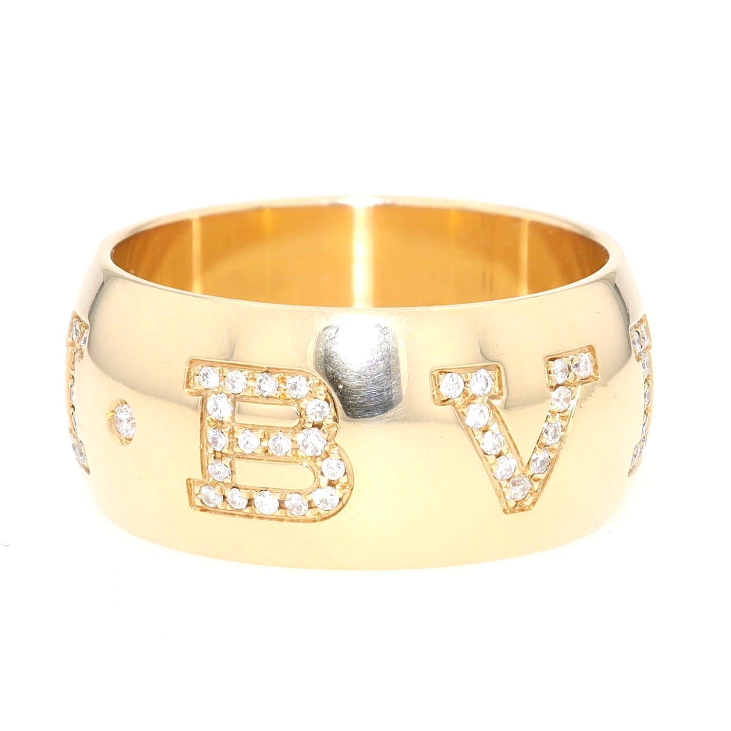 Ring von Bvlgari Diamond Monologo in 750er Gelbgold mit Brillanten, liegend rechts gedreht