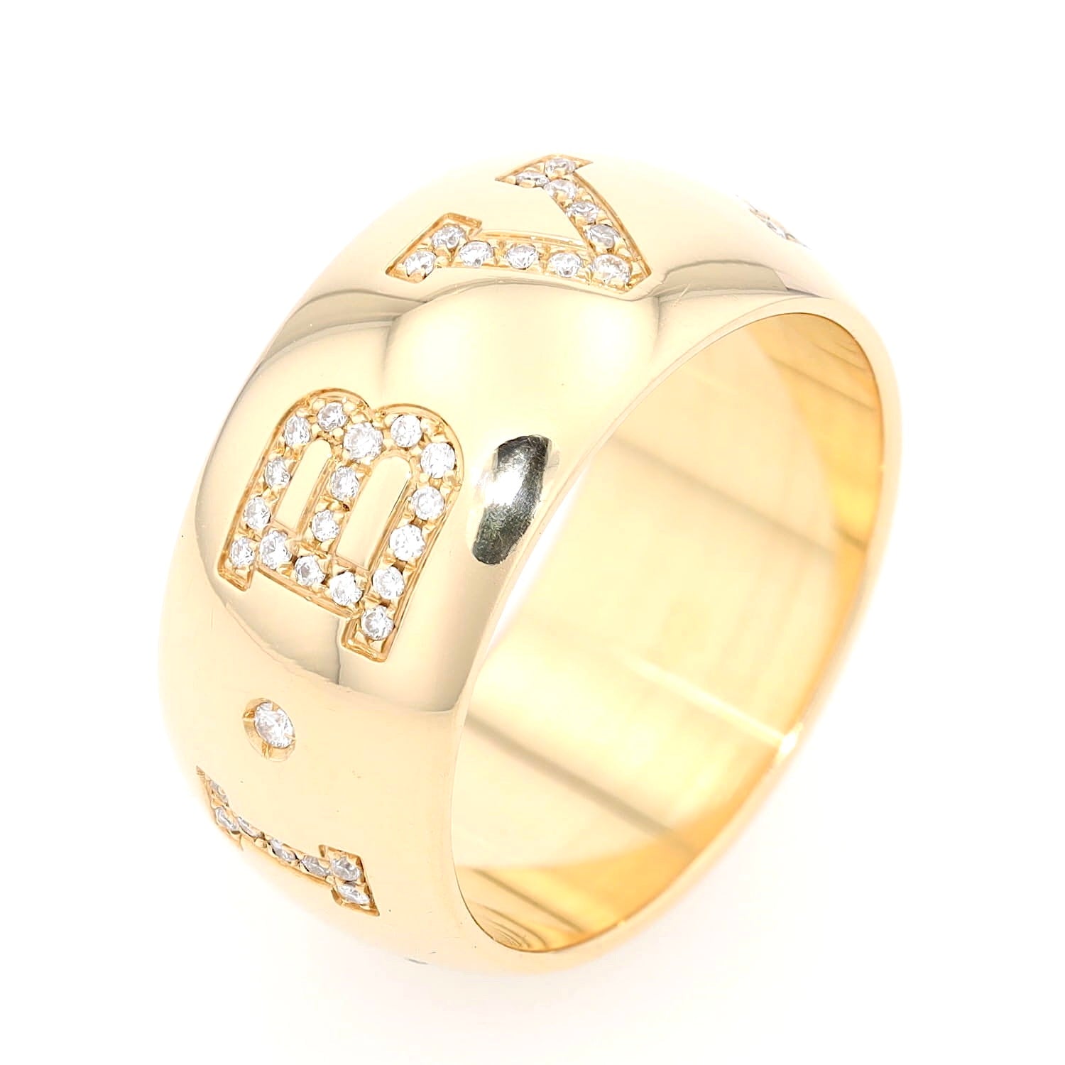 Ring von Bvlgari Diamond Monologo in 750er Gelbgold mit Brillanten, stehend Draufsicht
