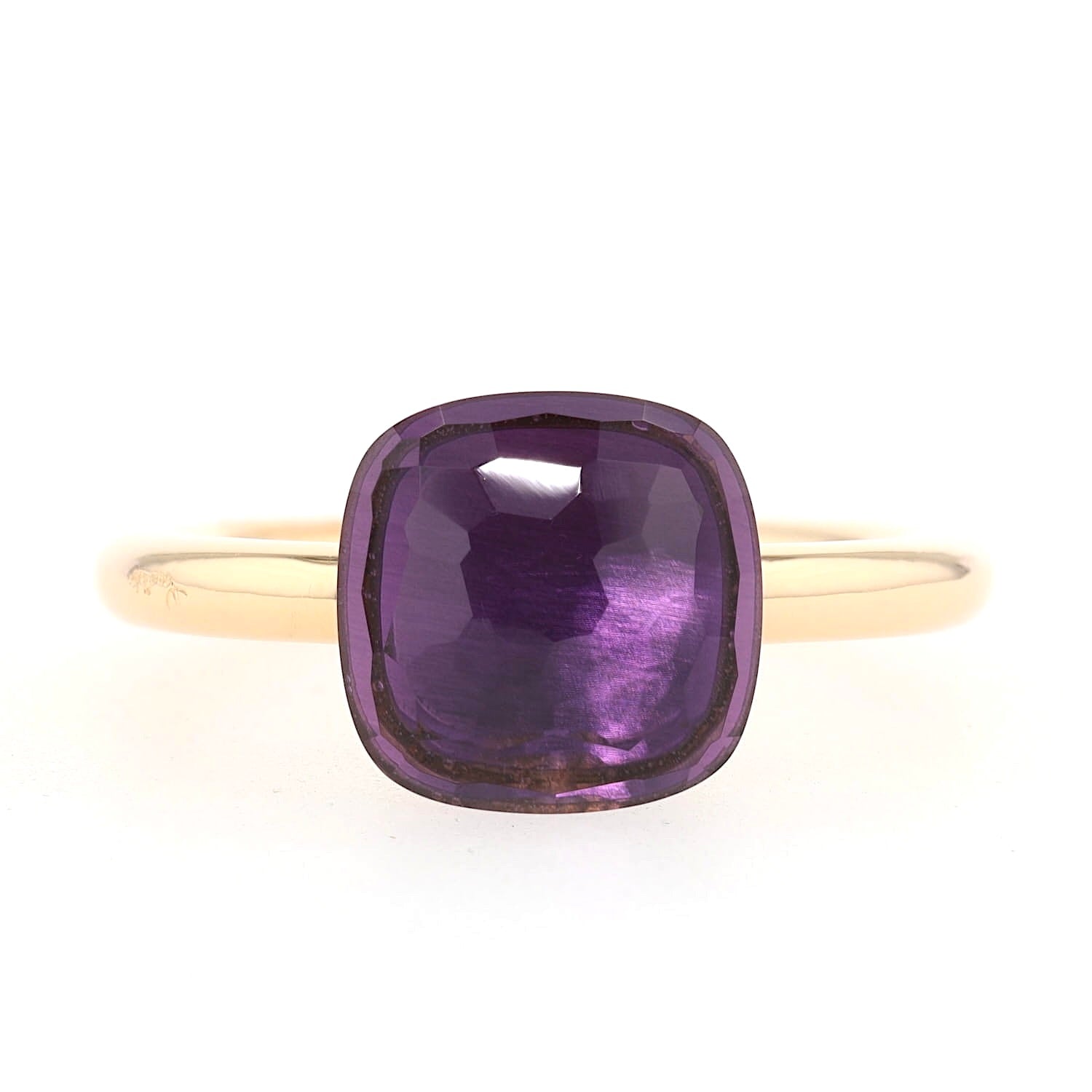 Pomellato Ring Nudo Classic in 750er Roségold mit einem Amethyst, liegend frontal
