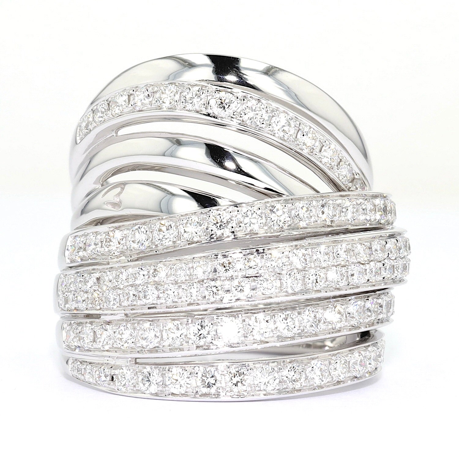 K di Kuore Cross over Ring in 750er Weißgold mit insgesamt ca. 1,15 ct Brillanten, stehend frontal