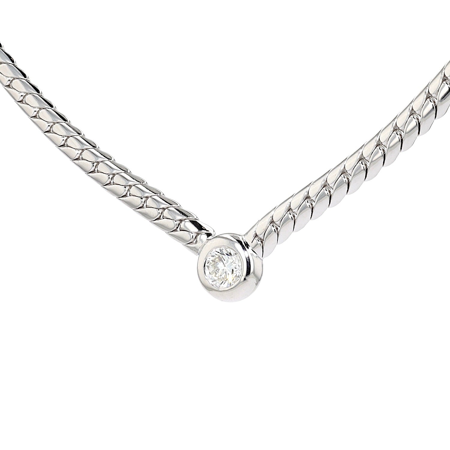 Collier Panzer halbrund mit einem Brillanten ca. 0,90 ct, hängend links gedreht