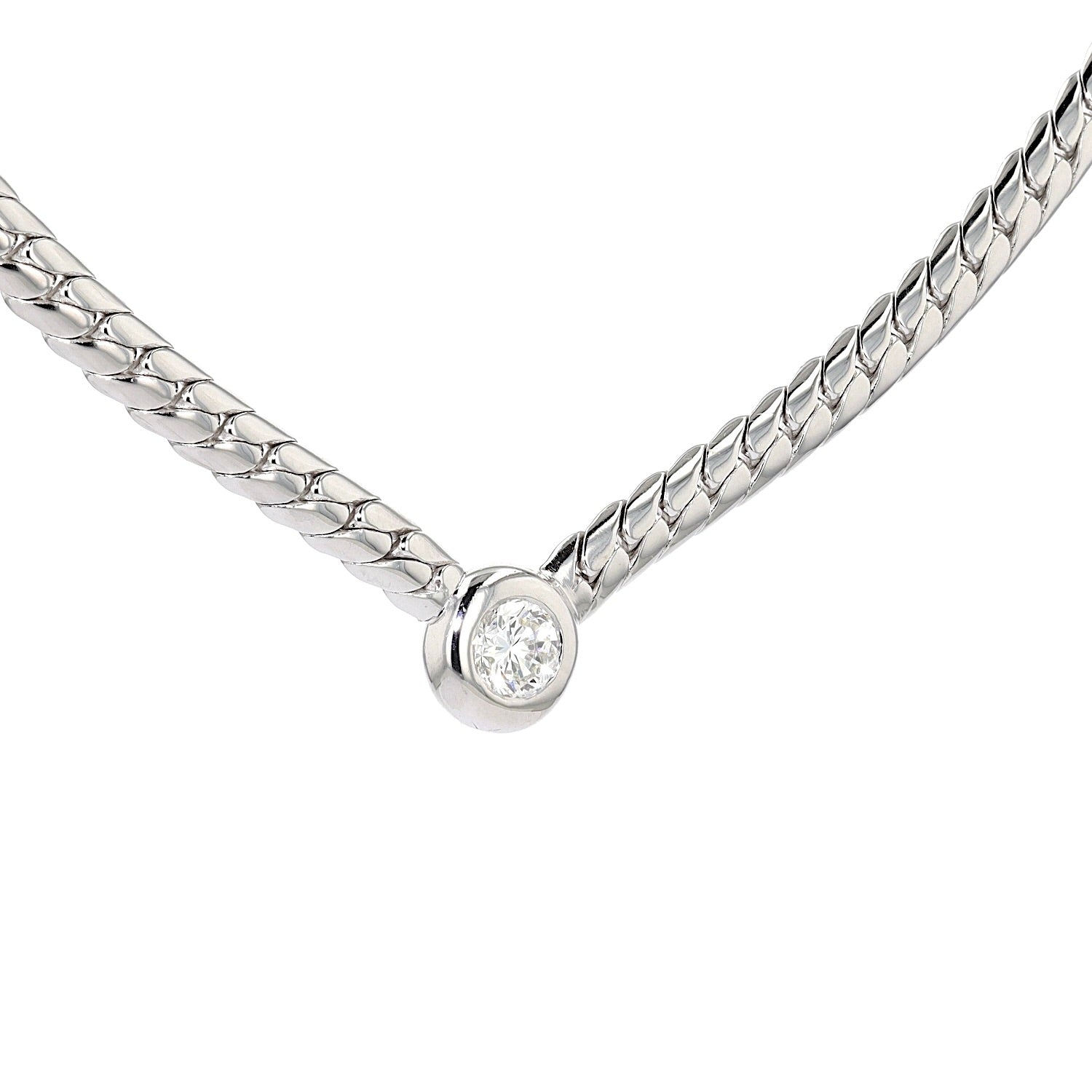Collier Panzer halbrund mit einem Brillanten ca. 0,90 ct, hängend rechts gedreht