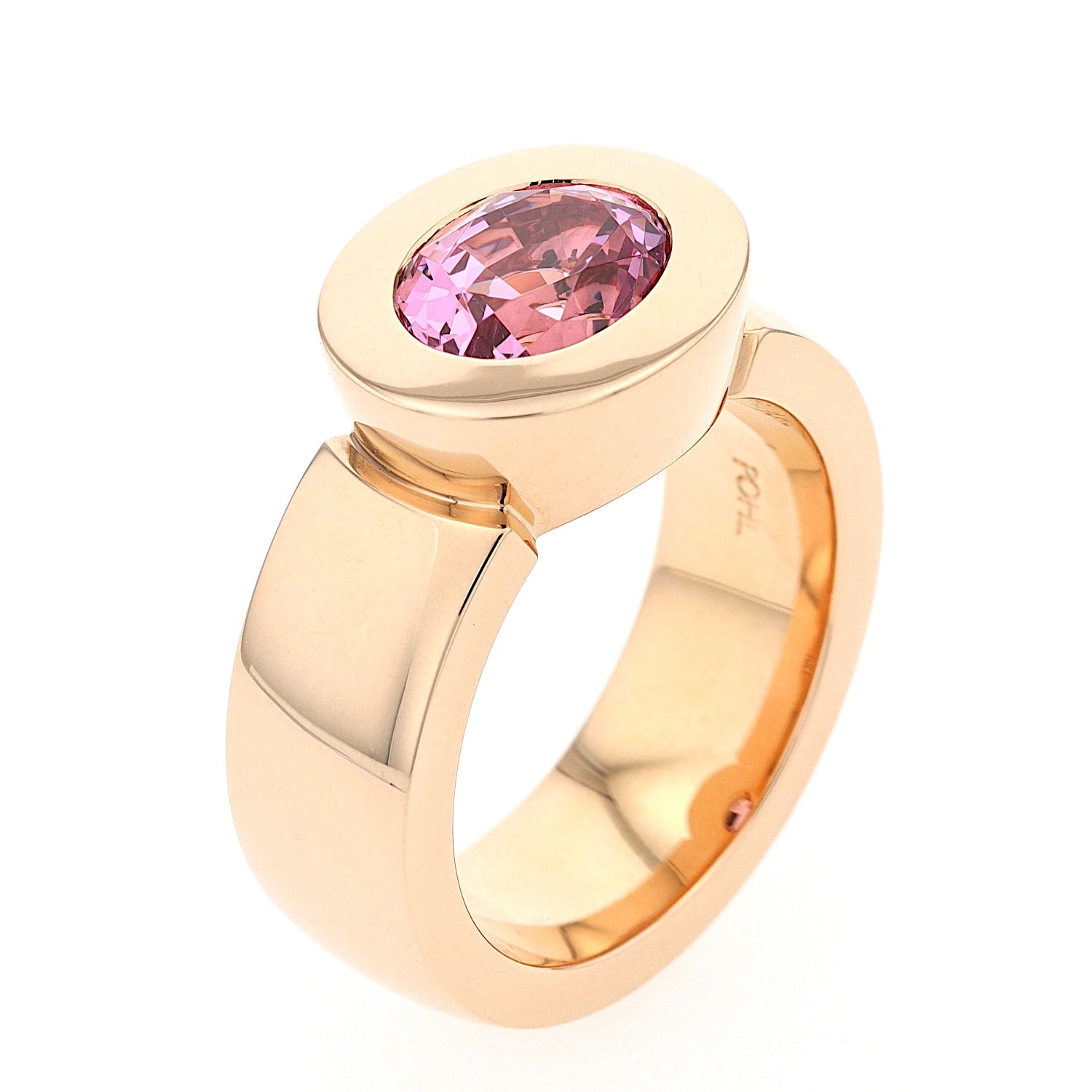 Jochen Pohl ring in 750 gold with a natural, pink spinel approx. 3.5 ct