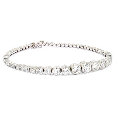 Art Deco tennis bracelet in platinum with a total of approx. 5.1 ct diamonds