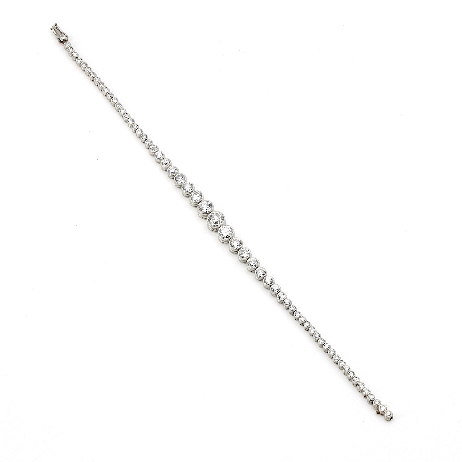 Art Deco tennis bracelet in platinum with a total of approx. 5.1 ct diamonds