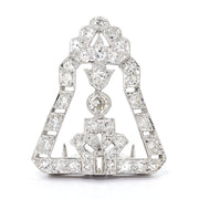 Art Deco Clip - Brosche in 9 kt Weißgold, platiniert mit Diamanten, stehend frontal