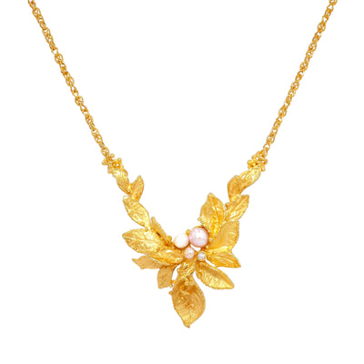 Exquisite Ehinger Schwarz necklace in 750 yellow gold with cultured pearls and a brilliant