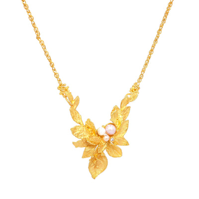 Exquisite Ehinger Schwarz necklace in 750 yellow gold with cultured pearls and a brilliant