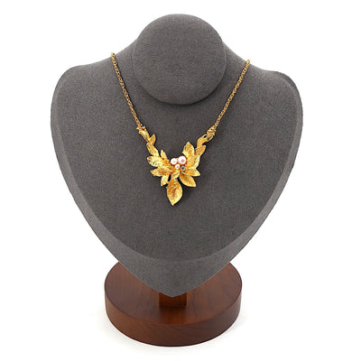 Exquisites Ehinger Schwarz Collier in 750er Gelbgold mit Zuchtperlen und einem Brillant