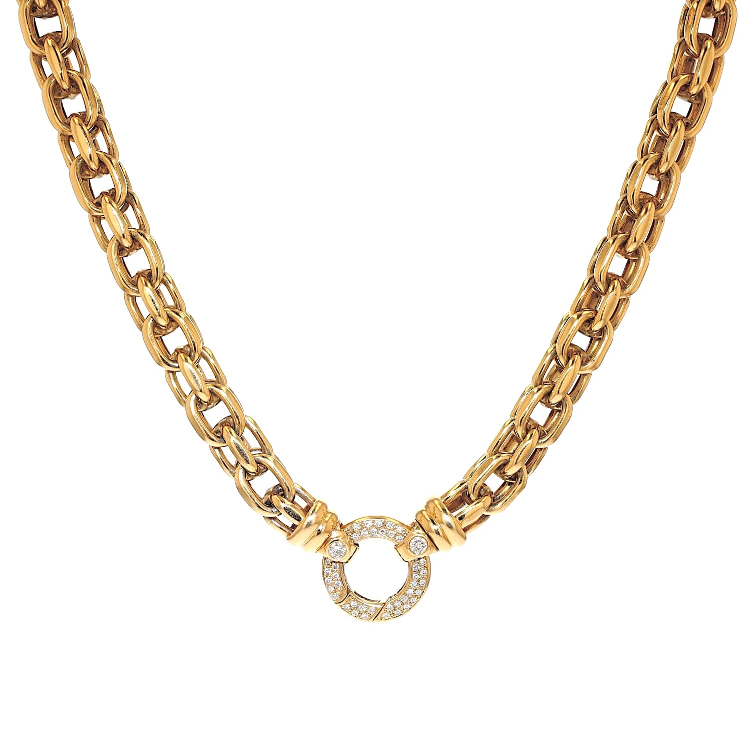 Solid statement necklace in 585 yellow gold with a total of approx. 1.05 ct brilliants