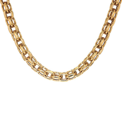 Solid statement necklace in 585 yellow gold with a total of approx. 1.05 ct brilliants