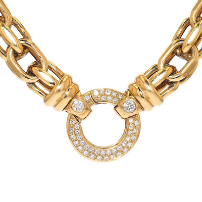 Solid statement necklace in 585 yellow gold with a total of approx. 1.05 ct brilliants