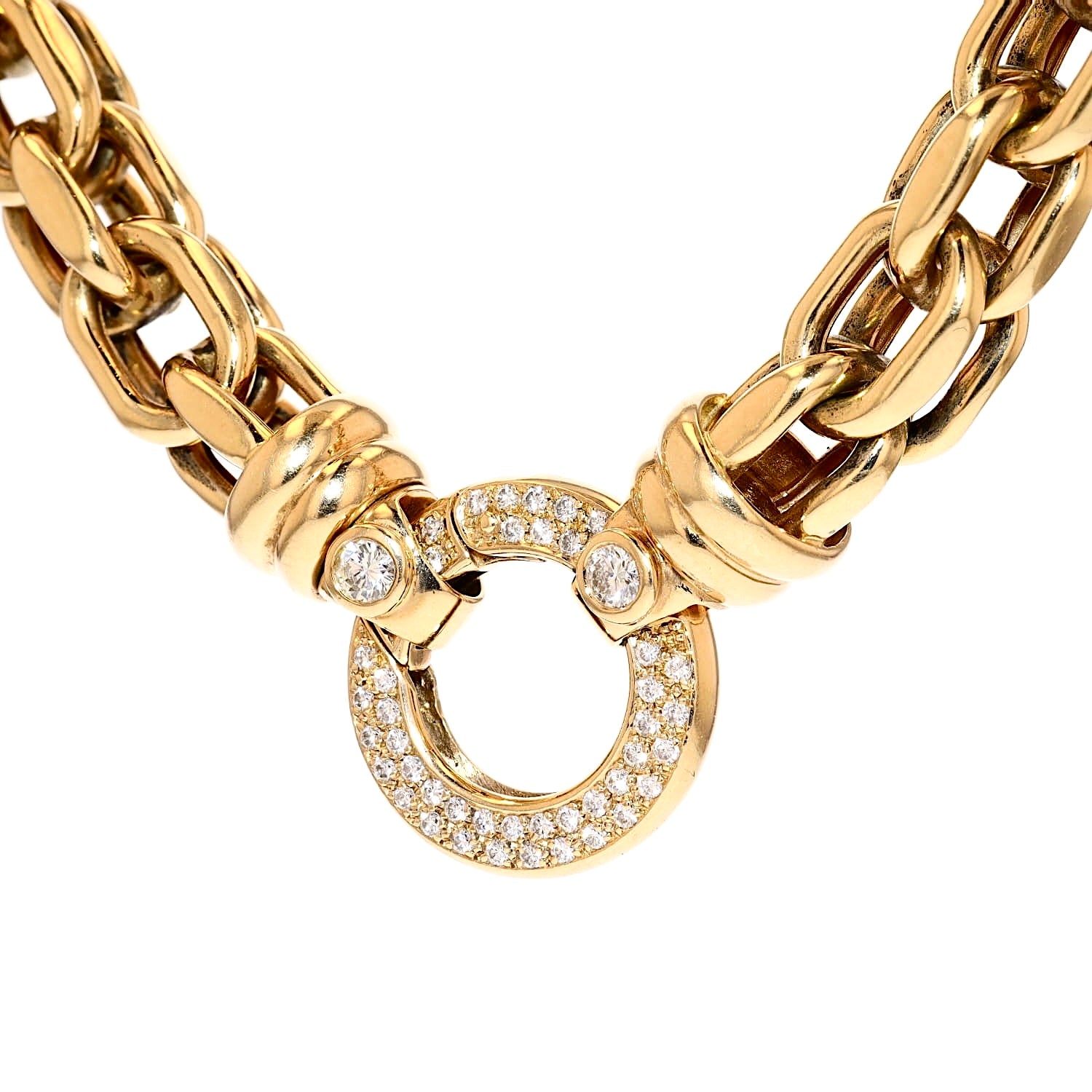 Solid statement necklace in 585 yellow gold with a total of approx. 1.05 ct brilliants