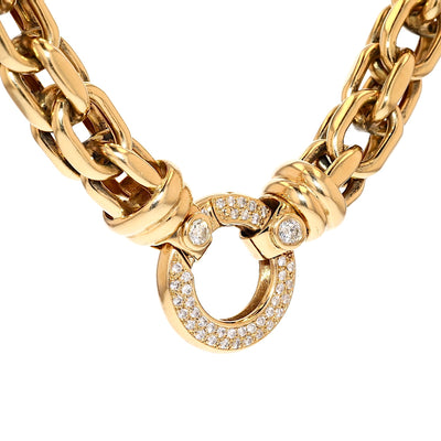 Solid statement necklace in 585 yellow gold with a total of approx. 1.05 ct brilliants