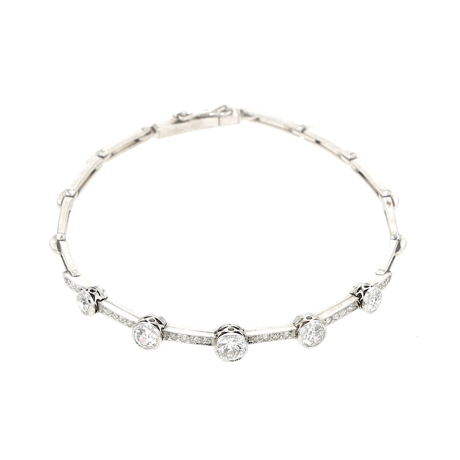 Belle Epoque Armband aus Platin mit Diamanten, liegend Draufsicht