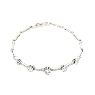 Belle Epoque Armband aus Platin mit Diamanten, liegend Draufsicht