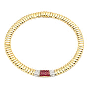 Collier von Wempe in 750er Gelb- und Weißgold mit Rubinen und Brillanten, liegend Draufsicht