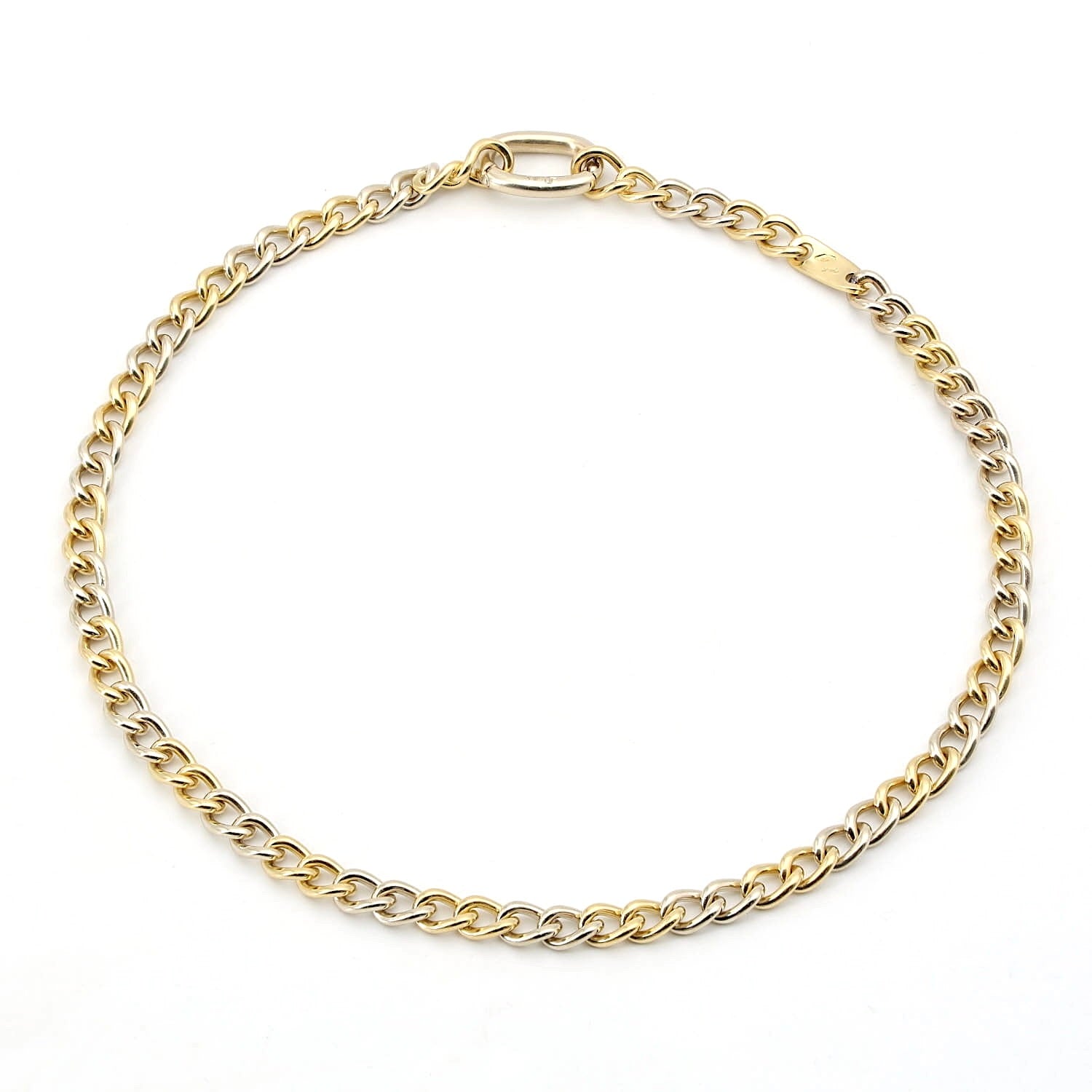 Pomellato Vintage-Kette  aus 750er Gelb- und Weißgold, liegend Draufsicht