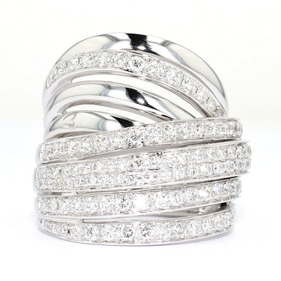 K di Kuore Cross over Ring in 750er Weißgold mit insgesamt ca. 1,15 ct Brillanten, stehend frontal