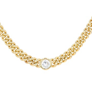 Schwere Kette in 750er Gelbgold mit einem Brillanten ca. 1,25 ct, hängend frontal