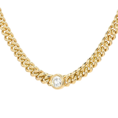 Schwere Kette in 750er Gelbgold mit einem Brillanten ca. 1,25 ct, hängend links gedreht