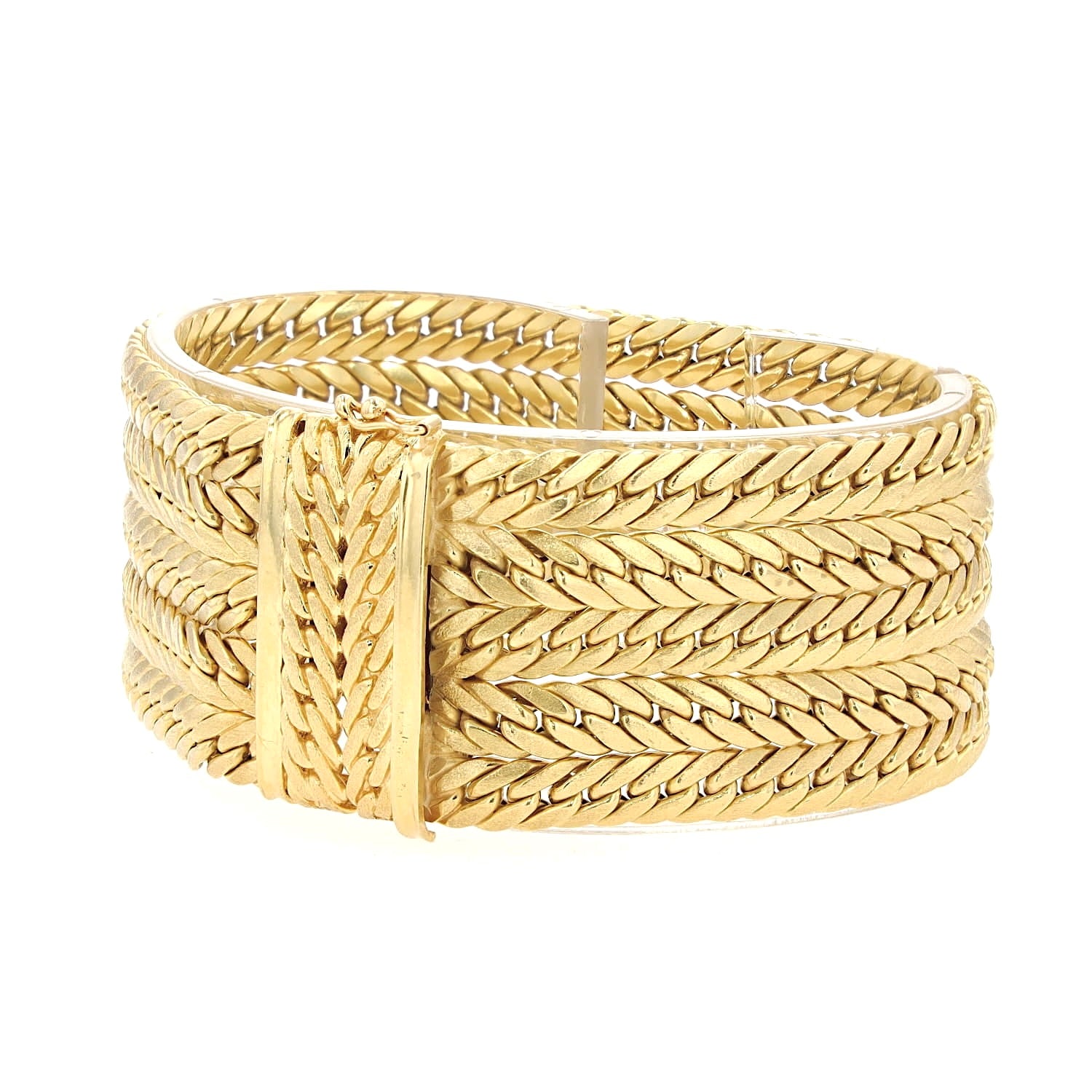 UNOAERRE Vintage - mehrreihiges Kettengliederarmband aus 750er Gelbgold, geschlossen liegend leicht links gedreht